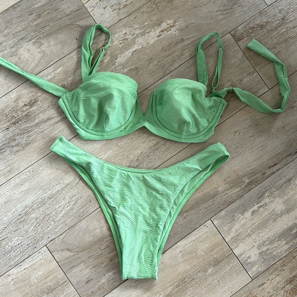 Monday Swimwear Clovelly Top & Byron Bottom in Pistachio Wave